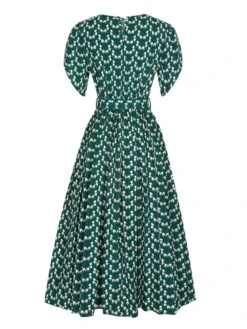 Green 1940s Floral Waist Tie Dress 6 Green 1940s Floral Waist Tie Dress -Candi Clothing Shop SCHL004063 3