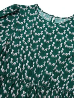 Green 1940s Floral Waist Tie Dress 7 Green 1940s Floral Waist Tie Dress -Candi Clothing Shop SCHL004063 4