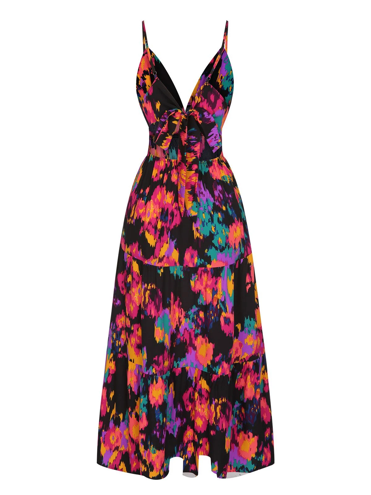 Multicolor 1940s Abstract Floral A-line Strap Dress 3 Multicolor 1940s Abstract Floral A-line Strap Dress - Image 3