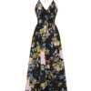 Multicolor 1940s Smocked Halter Floral Dress