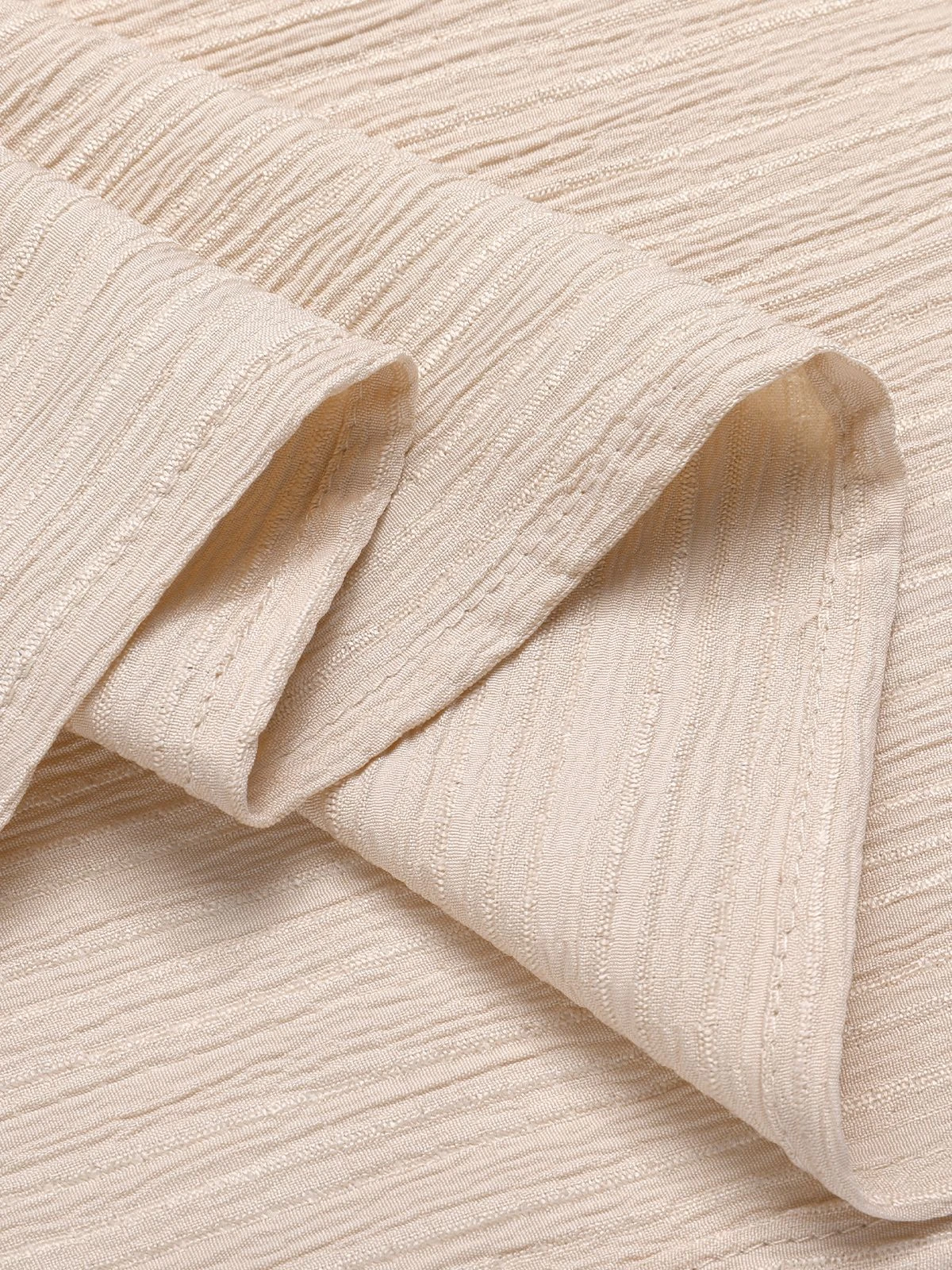 Beige 1950s Solid Stand Collar V-Neck Dress 4 Beige 1950s Solid Stand Collar V-Neck Dress - Image 4