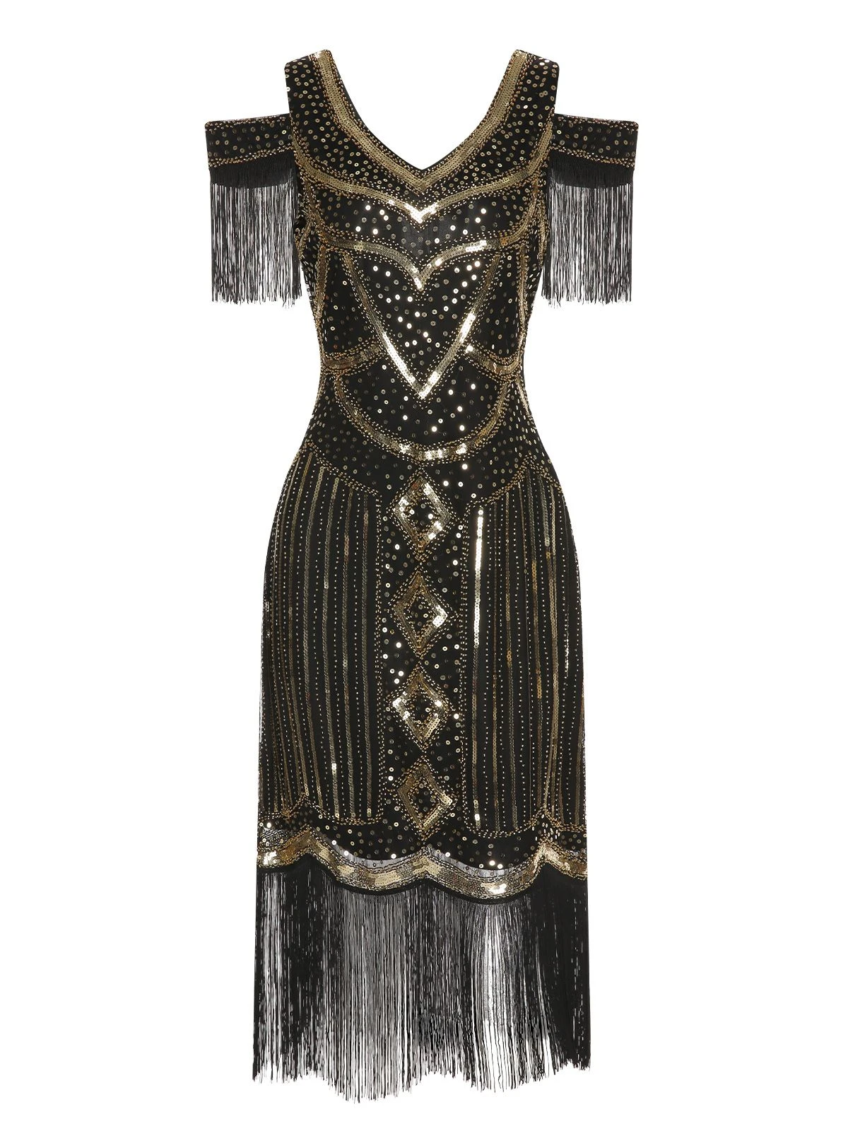 1920s Sequin Beaded Tassel Gastby Dress 5 1920s Sequin Beaded Tassel Gastby Dress - Image 5