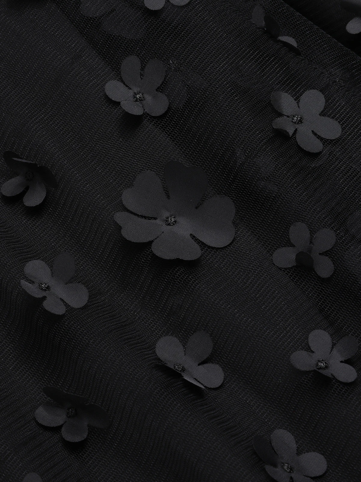 Black 1960s 3D Flowers Mesh Turtleneck Sleeveless Dress 4 Black 1960s 3D Flowers Mesh Turtleneck Sleeveless Dress - Image 4