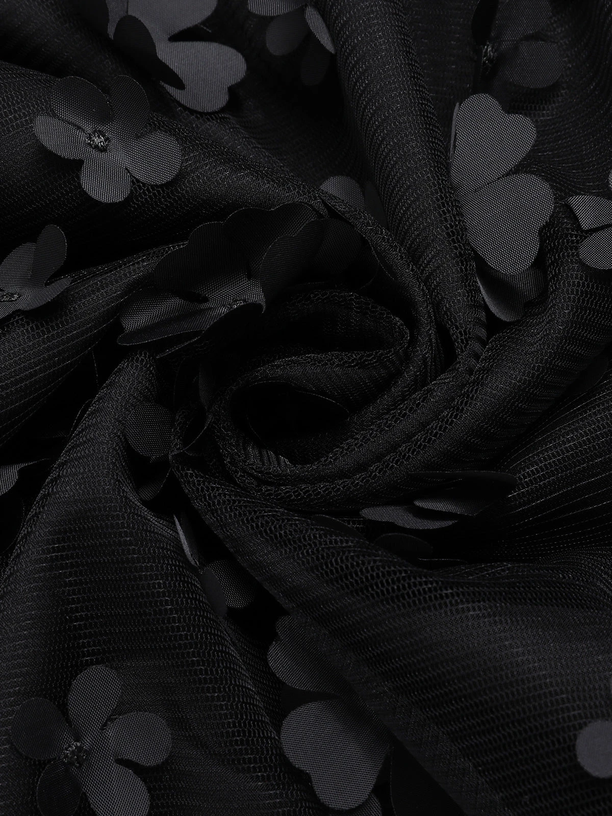 Black 1960s 3D Flowers Mesh Turtleneck Sleeveless Dress 5 Black 1960s 3D Flowers Mesh Turtleneck Sleeveless Dress - Image 5