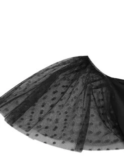 1950s Solid Dots Mesh Sleeve V-Neck Dress -Candi Clothing Shop SCHL004156 B 4