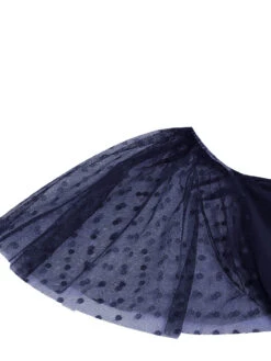 1950s Solid Dots Mesh Sleeve V-Neck Dress -Candi Clothing Shop SCHL004156 DBL 3