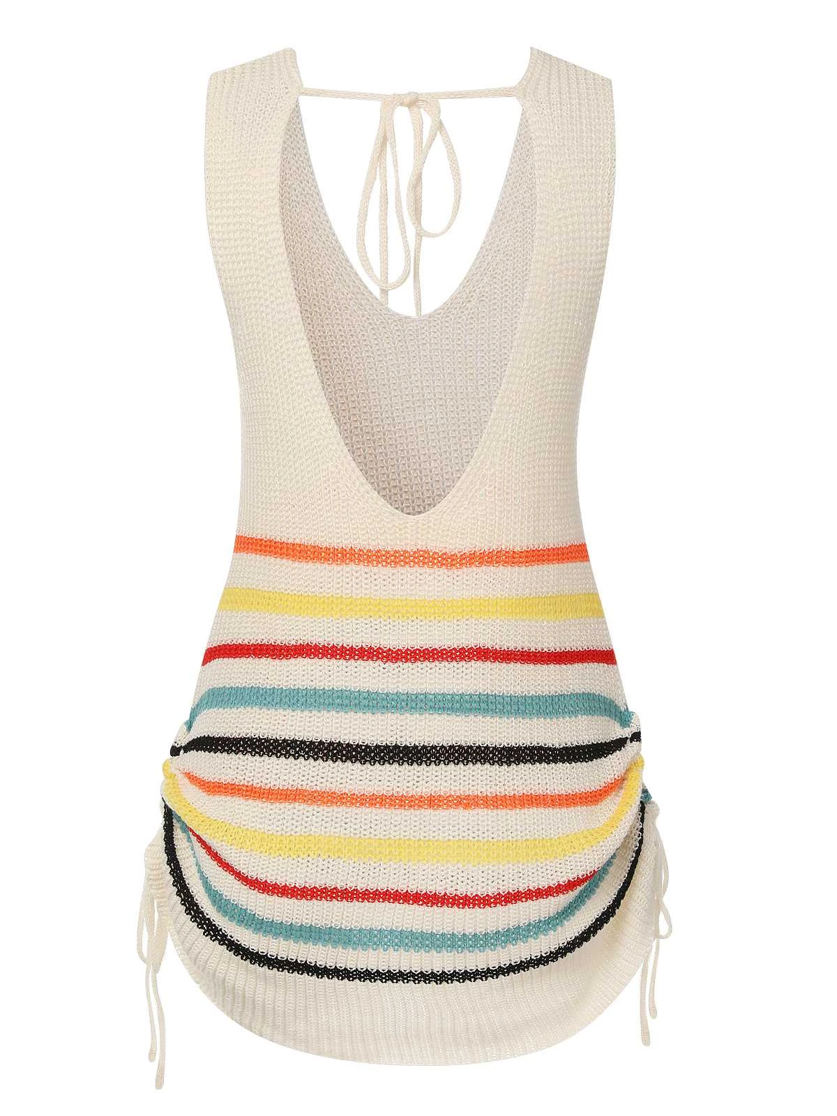 1960s Stripes Contrast Color Dress 3 1960s Stripes Contrast Color Dress - Image 3