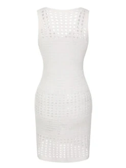 1960s Solid Hollow Out Sleeveless Knit Dress 20 1960s Solid Hollow Out Sleeveless Knit Dress -Candi Clothing Shop SCHL004171 3