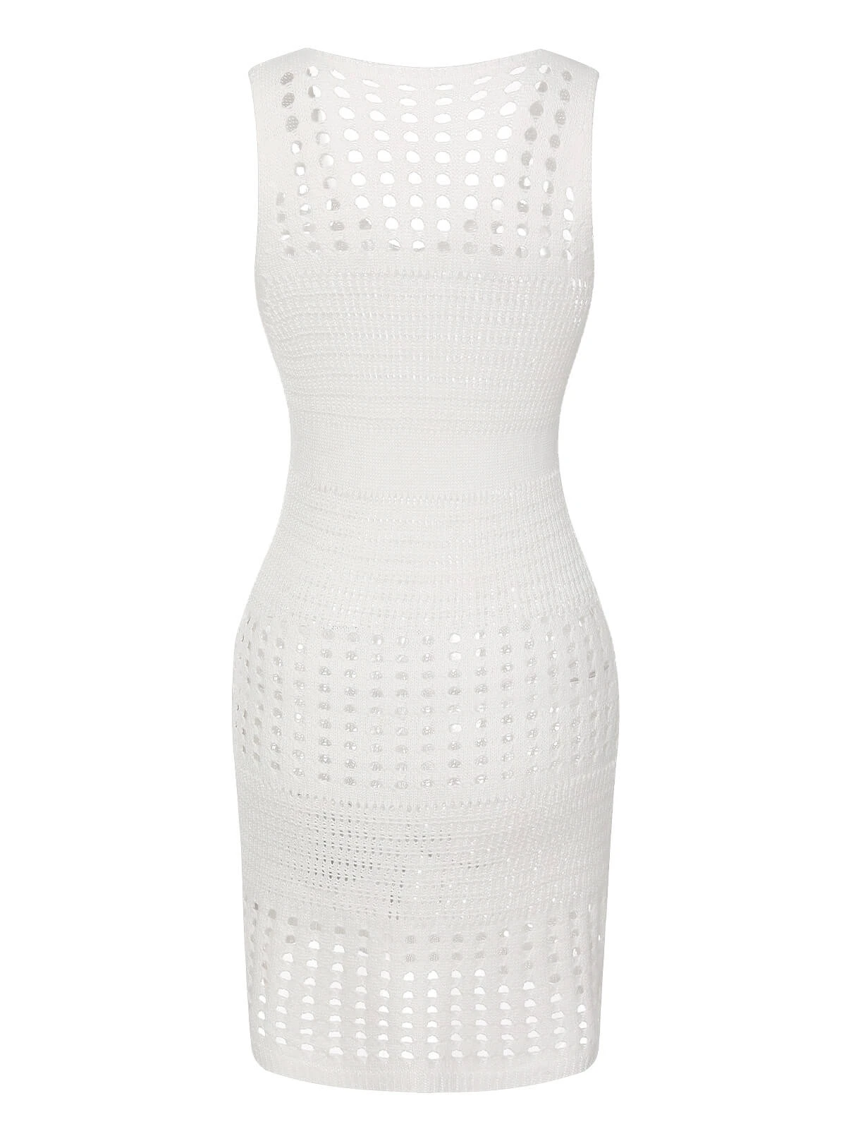 1960s Solid Hollow Out Sleeveless Knit Dress 8 1960s Solid Hollow Out Sleeveless Knit Dress - Image 8