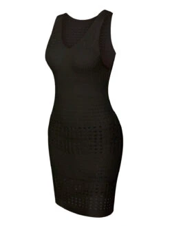 1960s Solid Hollow Out Sleeveless Knit Dress 23 1960s Solid Hollow Out Sleeveless Knit Dress -Candi Clothing Shop SCHL004171 6