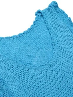 1960s U-Neck Ruffles Knit Dress -Candi Clothing Shop SCHL004184 4