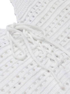 White 1960s Cross Lacing Crochet Dress -Candi Clothing Shop SCHL004185 4