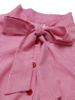 [Pre-Sale] Pink 1950s Pinstripes Tie Collar Dress -Candi Clothing Shop SCHL004234 4