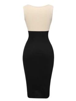 Black & White 1960s Sweetheart Neck Patchwork Knit Dress -Candi Clothing Shop SCHL004270 3