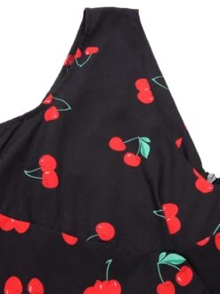 Black 1950s Cherry Sleeveless Dress -Candi Clothing Shop SCHL004271 4 compressed