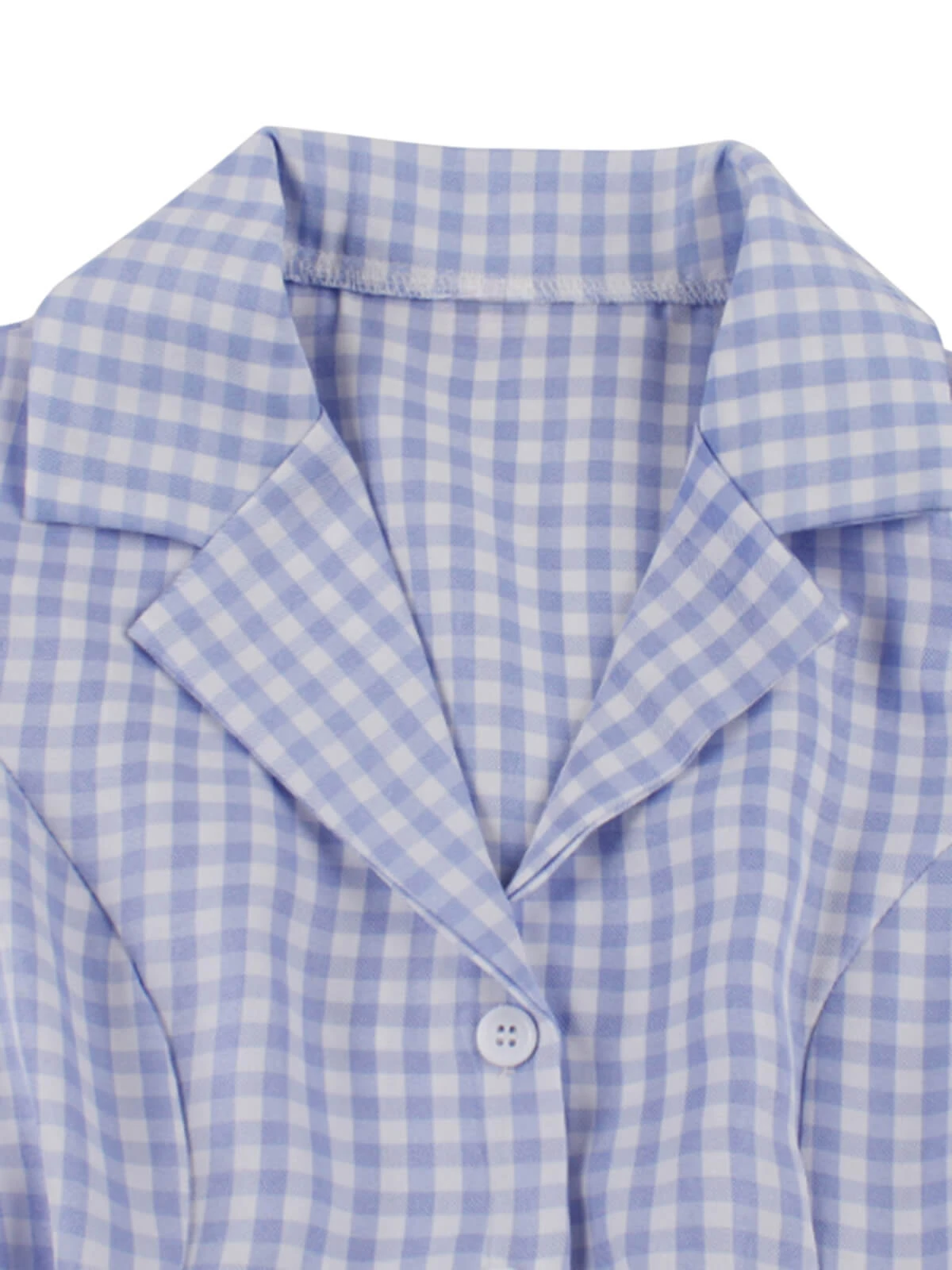 Light Blue 1940s Plaid Lapel Sleeveless Dress 4 Light Blue 1940s Plaid Lapel Sleeveless Dress - Image 4