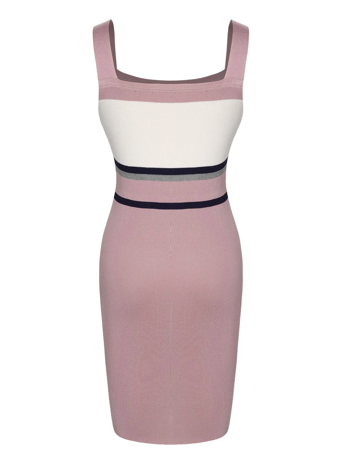 1960s Color Block Sqaure Neck Knitted Dress 3 1960s Color Block Sqaure Neck Knitted Dress - Image 3