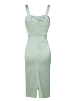 Bright Green 1960s Solid Wrinkle Dress 6 Bright Green 1960s Solid Wrinkle Dress -Candi Clothing Shop SCHL004284 3