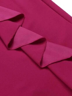 Rose Red 1930s V-Neck Ruffle Sleeves Dress -Candi Clothing Shop SCHL004304 4