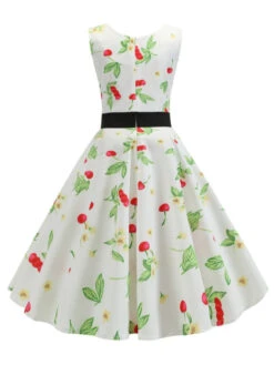 1950s Cherry Buttoned Sleeveless Dress 8 1950s Cherry Buttoned Sleeveless Dress -Candi Clothing Shop SCHL004312 3