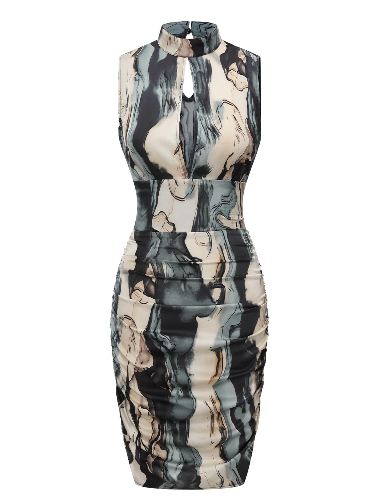 Multicolor 1960s Front Hollow Pleated Sleeveless Dress 1 Multicolor 1960s Front Hollow Pleated Sleeveless Dress