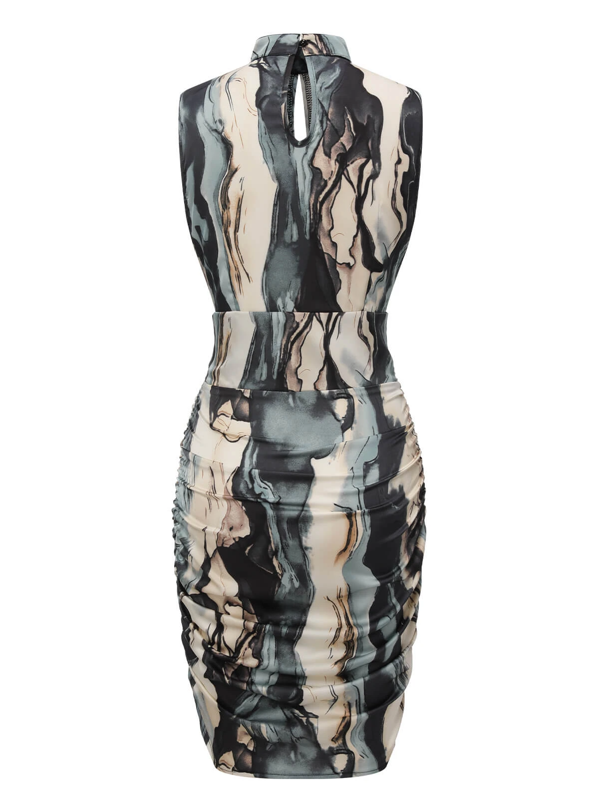 Multicolor 1960s Front Hollow Pleated Sleeveless Dress 3 Multicolor 1960s Front Hollow Pleated Sleeveless Dress - Image 3