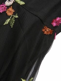 Black 1970s Floral Embroidered Mesh Strap Dress -Candi Clothing Shop SCHL004339 4 e1e98664 941b 4c37 9ab6 8edb470579af