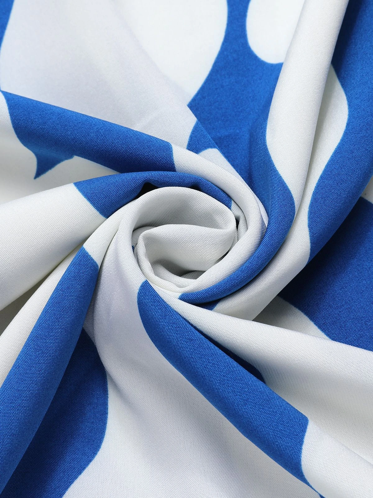 Blue & White 1940s Curves Stand Collar Belt Dress 4 Blue & White 1940s Curves Stand Collar Belt Dress - Image 4