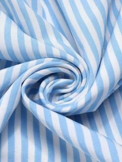 Sky Blue 1940s Stripes Stand Collar Dress 7 Sky Blue 1940s Stripes Stand Collar Dress -Candi Clothing Shop SCHL004375 4