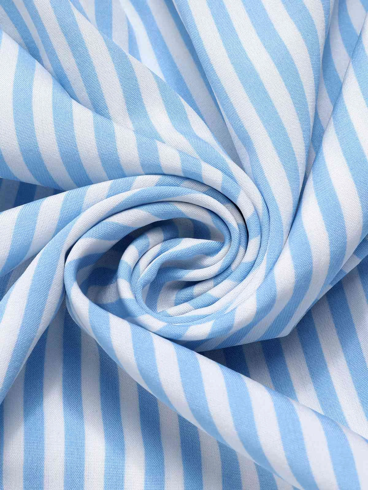 Sky Blue 1940s Stripes Stand Collar Dress 4 Sky Blue 1940s Stripes Stand Collar Dress - Image 4