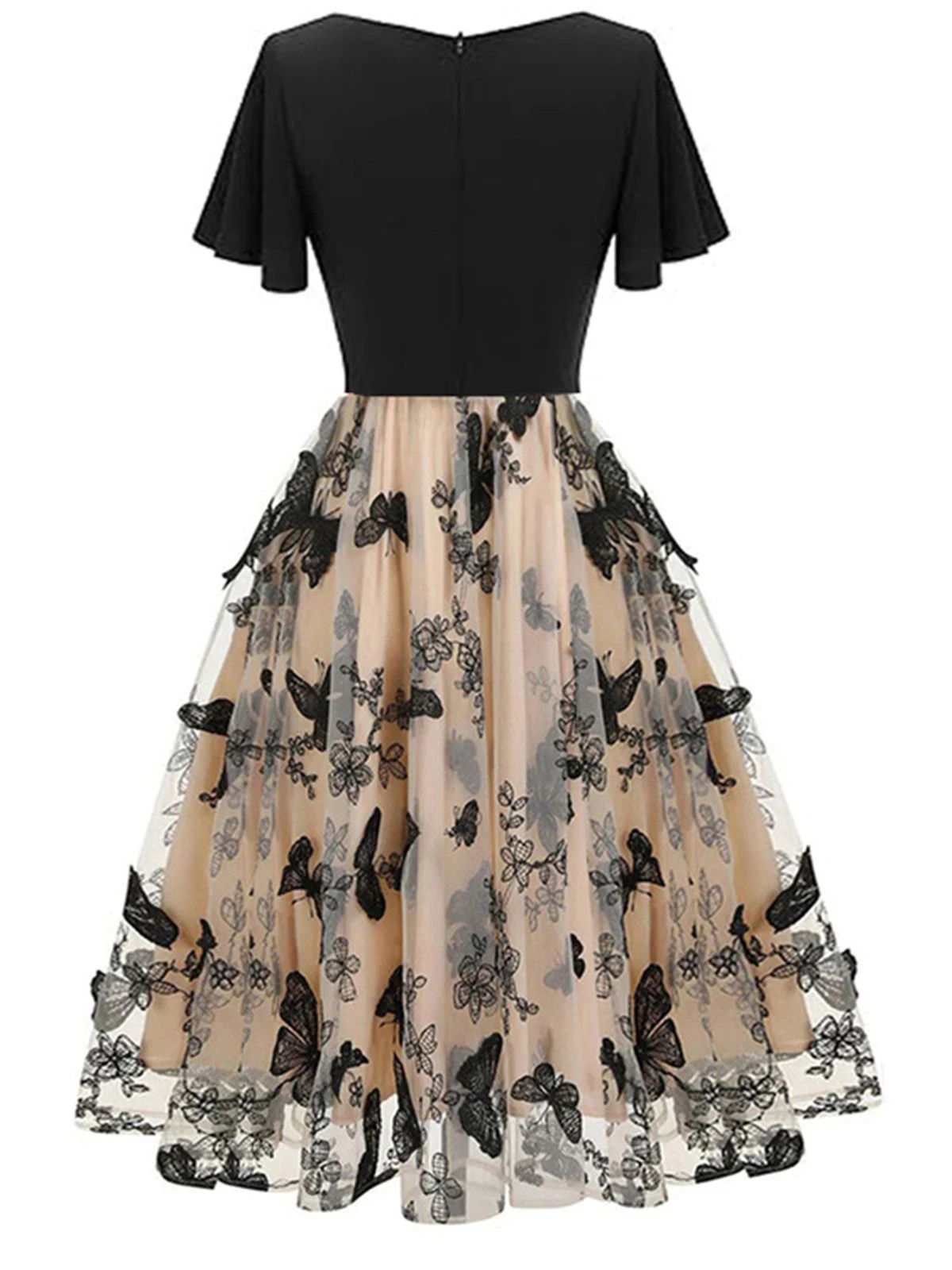 1950s 3D Butterflys Mesh Patchwork Dress 2 1950s 3D Butterflys Mesh Patchwork Dress - Image 2