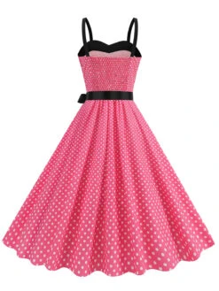 1950s Polka Dots Patchwork Ribbon Strap Dress 10 1950s Polka Dots Patchwork Ribbon Strap Dress -Candi Clothing Shop SCHL004400 P 1
