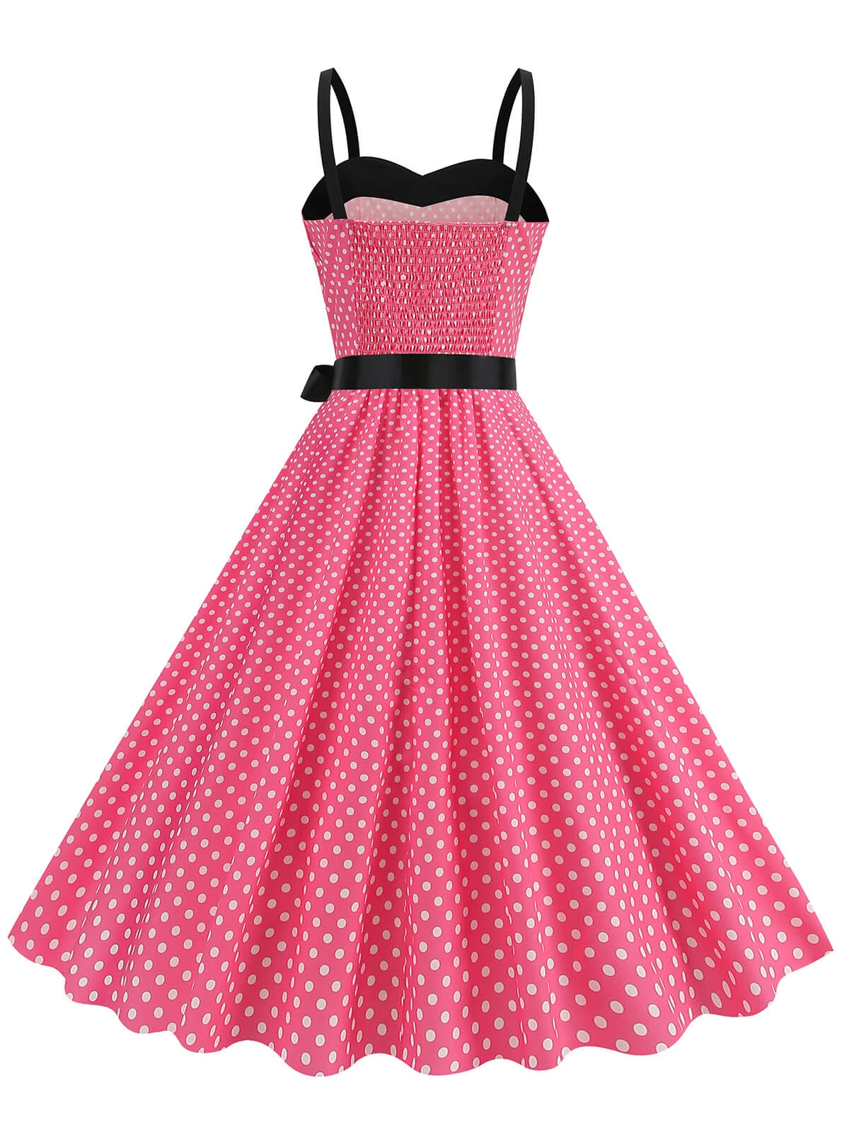 1950s Polka Dots Patchwork Ribbon Strap Dress 3 1950s Polka Dots Patchwork Ribbon Strap Dress - Image 3