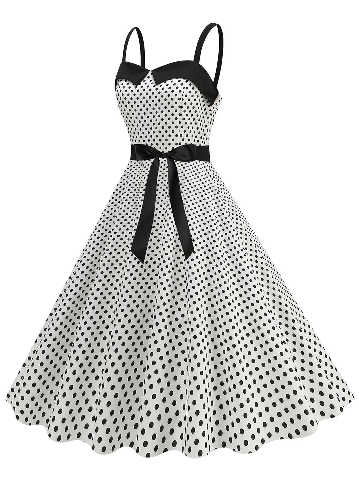 1950s Polka Dots Patchwork Ribbon Strap Dress 7 1950s Polka Dots Patchwork Ribbon Strap Dress - Image 7