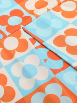 [Pre-Sale] Orange & Blue 1960s Floral Stand Collar Dress -Candi Clothing Shop SCHL004437 5