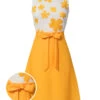 [Pre-Sale] Yellow 1960s Floral Bow Sleeveless Dress