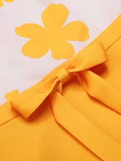 [Pre-Sale] Yellow 1960s Floral Bow Sleeveless Dress -Candi Clothing Shop SCHL004458 5