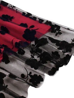 1950s Floral Flocked Mesh Swing Dress 14 1950s Floral Flocked Mesh Swing Dress -Candi Clothing Shop SCHL004467 TR 3