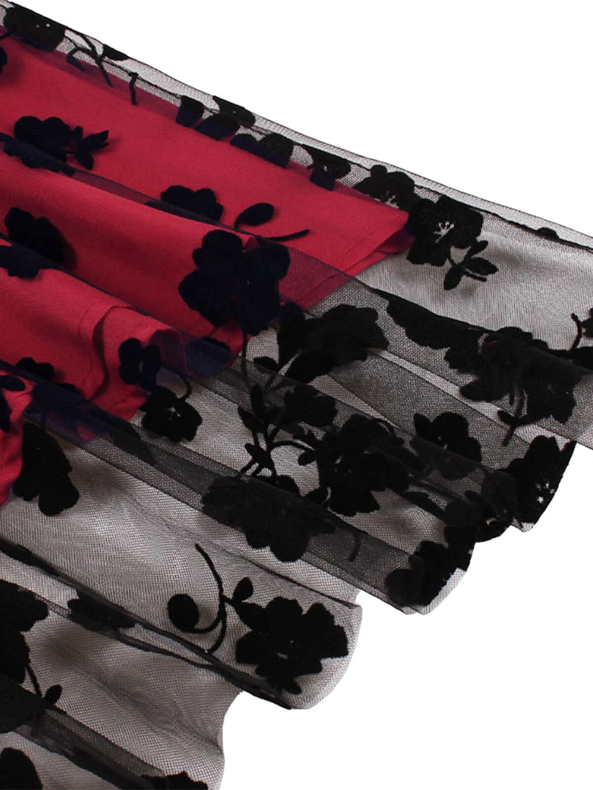 1950s Floral Flocked Mesh Swing Dress 7 1950s Floral Flocked Mesh Swing Dress - Image 7