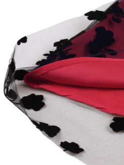 1950s Floral Flocked Mesh Swing Dress 15 1950s Floral Flocked Mesh Swing Dress -Candi Clothing Shop SCHL004467 TR 4