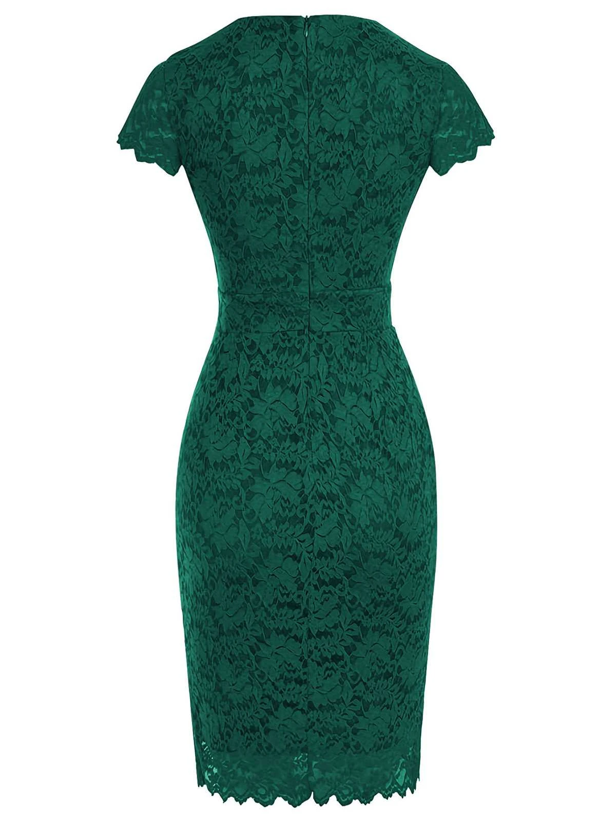 Green 1960s Floral Solid Bodycon Dress 2 Green 1960s Floral Solid Bodycon Dress - Image 2