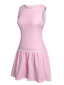 [Pre-Sale] Pink 1960s Round Neck Plaids Sleeveless Babydoll Dress -Candi Clothing Shop SCHL004477 2 compressed