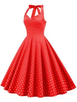 1950s Polka Dots Lace Up Halter Swing Dress 14 1950s Polka Dots Lace Up Halter Swing Dress -Candi Clothing Shop SCHL004485 1 cd018b2d 1517 47ad b96b aa5ef7c020cc