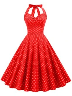1950s Polka Dots Lace Up Halter Swing Dress 15 1950s Polka Dots Lace Up Halter Swing Dress -Candi Clothing Shop SCHL004485 2 23ef1e69 b668 43be 969a 45e74b026660