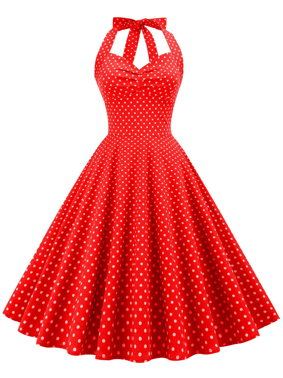 1950s Polka Dots Lace Up Halter Swing Dress 6 1950s Polka Dots Lace Up Halter Swing Dress - Image 6