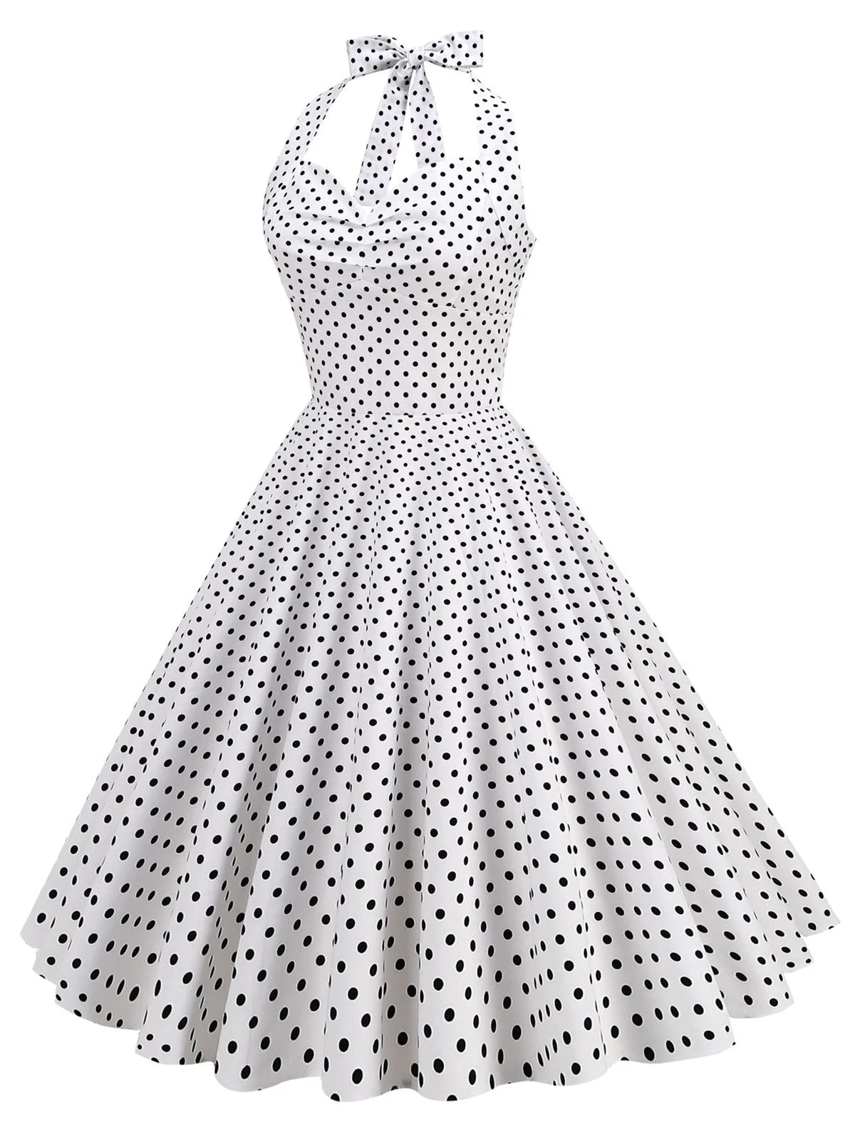 1950s Polka Dots Lace Up Halter Swing Dress 2 1950s Polka Dots Lace Up Halter Swing Dress - Image 2