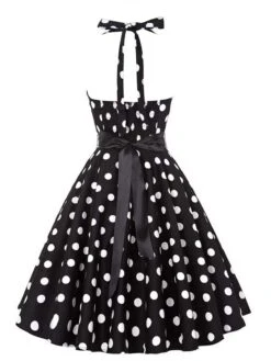 1950s Halter Contrast Polka Dots Belted Dress 7 1950s Halter Contrast Polka Dots Belted Dress -Candi Clothing Shop SCHL004490 1 compressed