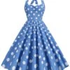 1950s Polka Dot Halter Swing Dress