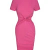 Pink 1970s Solid Waist Hollow Pencil Dress