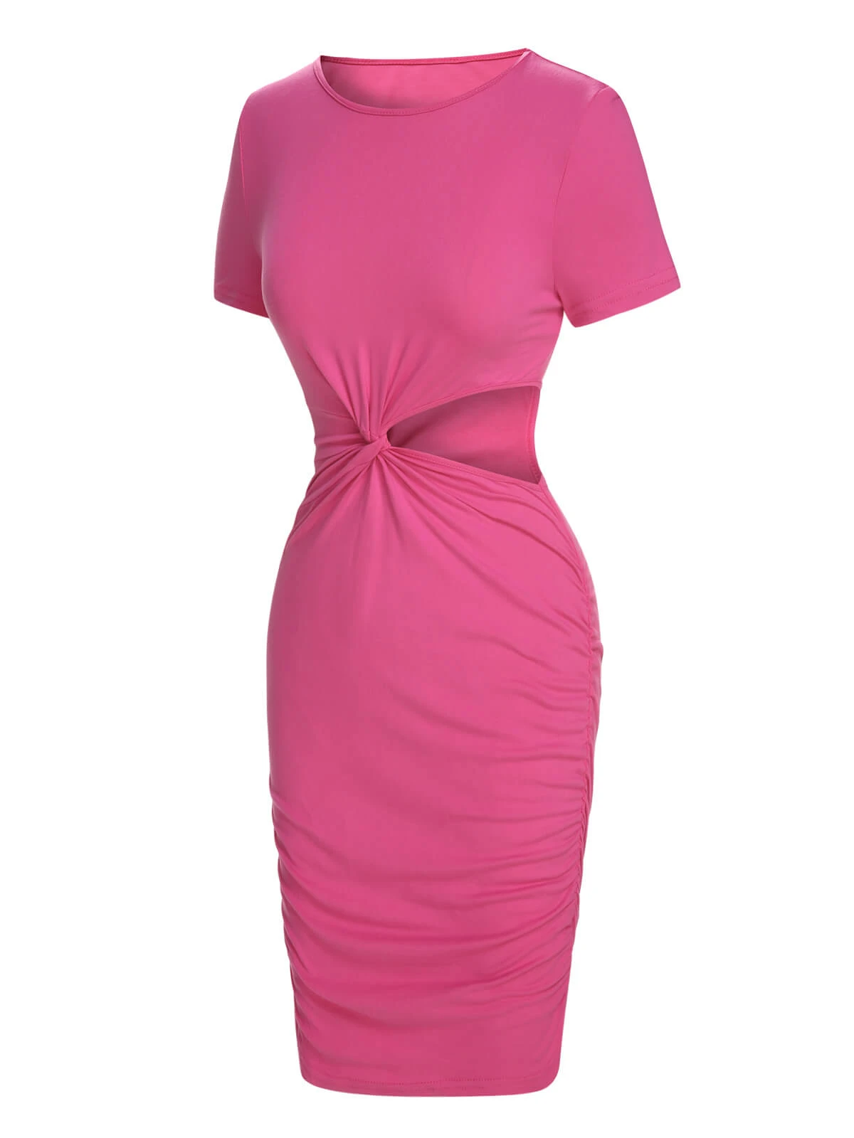 Pink 1970s Solid Waist Hollow Pencil Dress 3 Pink 1970s Solid Waist Hollow Pencil Dress - Image 3